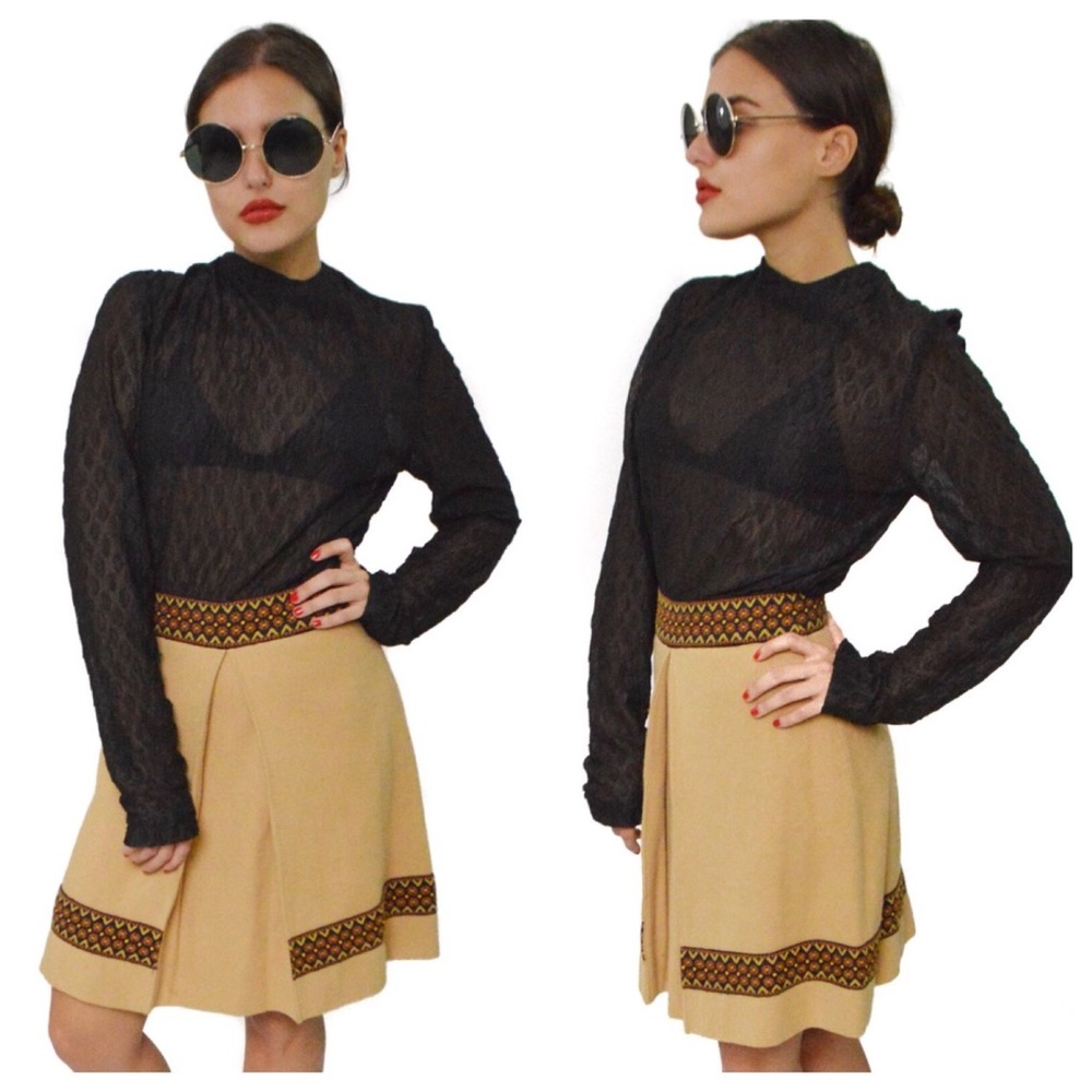 Vintage 70s Hippie Bohemian Sheer Lace Top Dress